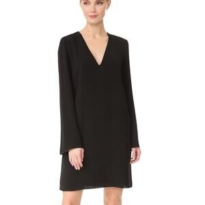 EUC Theory Ulyssa Admiral Bell Sleeve Crepe Dress W/ Pockets Black Size Medium